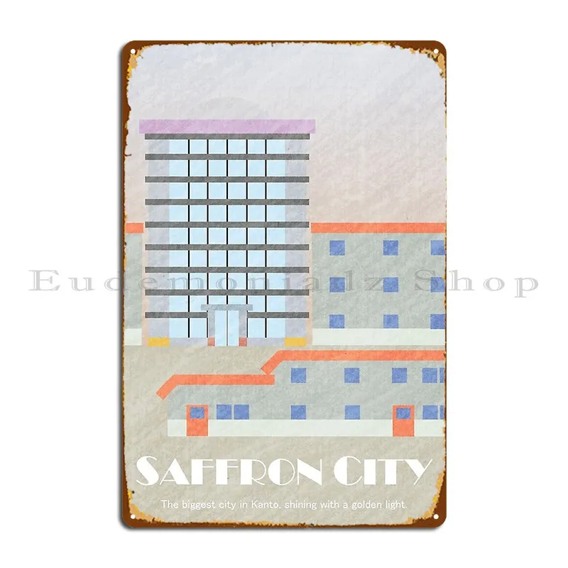 Kanto Towns Saffron City Metal Sign Design Mural Party Wall Decor Printing Tin Sign Poster