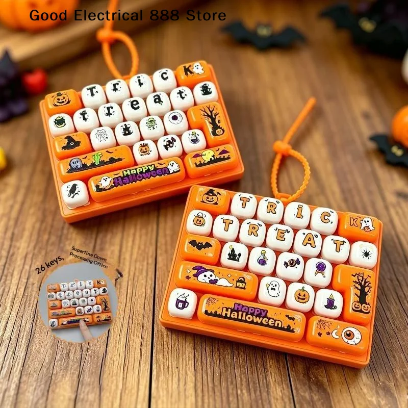 Stress Relief Simulation Keyboard Cute 26 Grids Keychain Animal Diary Desktop Decoration Student Bag Ornament Toy Creative Gift