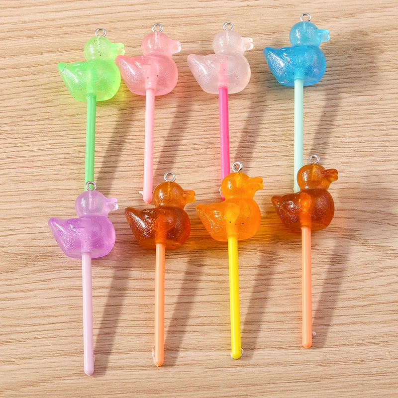 

Tusember 10Pcs Lollipop Pendants Cute Colorful Resin Duck Lollipop Charms for Earrings Necklace DIY Jewelry Making Craft