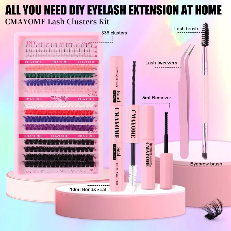 

Fake Eyelashe Clusters Lash Bond Seal Makeup Tools Mix DIY Lower Lashes Extension Kit Tweezers 60/80/100D Color Eyelashes Set