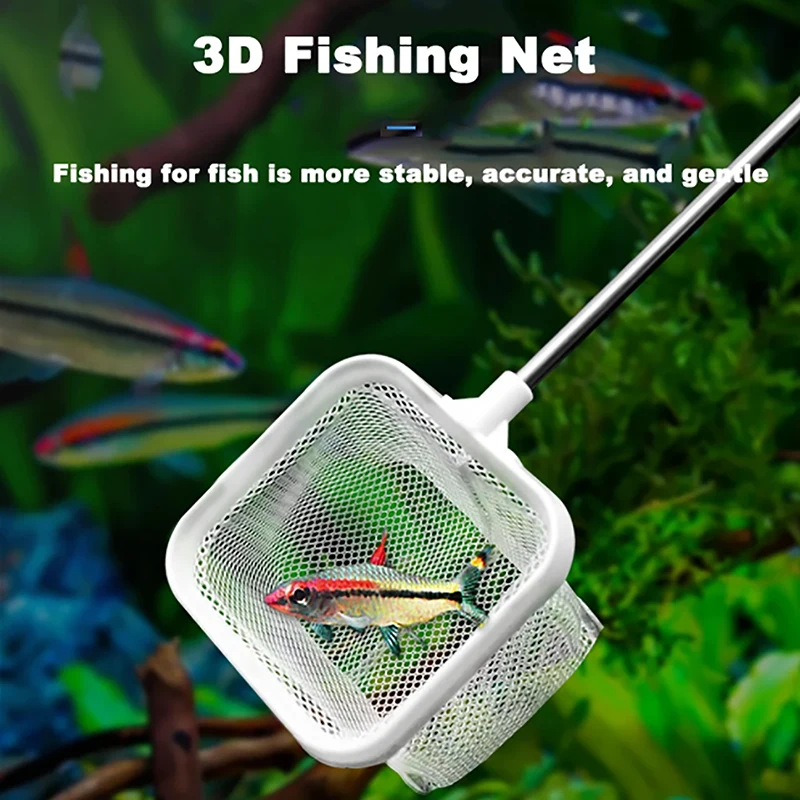 1Piece Aquarium Square Fishing Net Extendable Long Handle Fishing Gear For Catching Fish Shrimp Tank Clean Fishing Gear