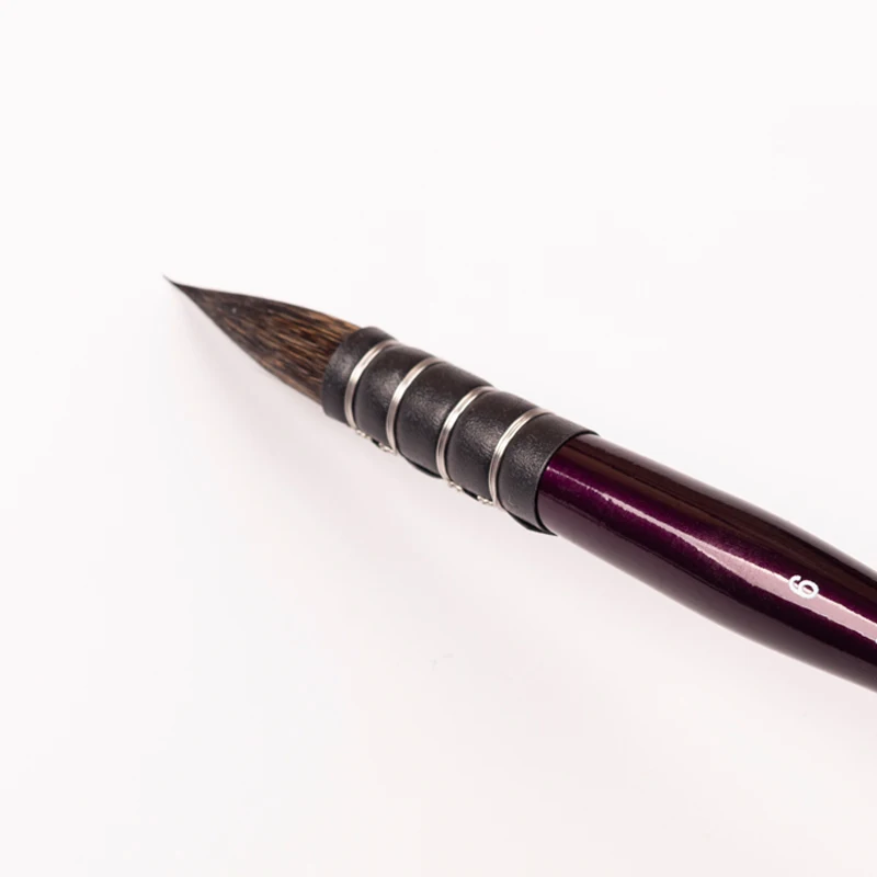Squirrel Hair Mixed Watercolor Painting Brush Mop Hook Pen Pointed Round Head Purple Wooden Handle Tinged Red 305RSY MU HE ART