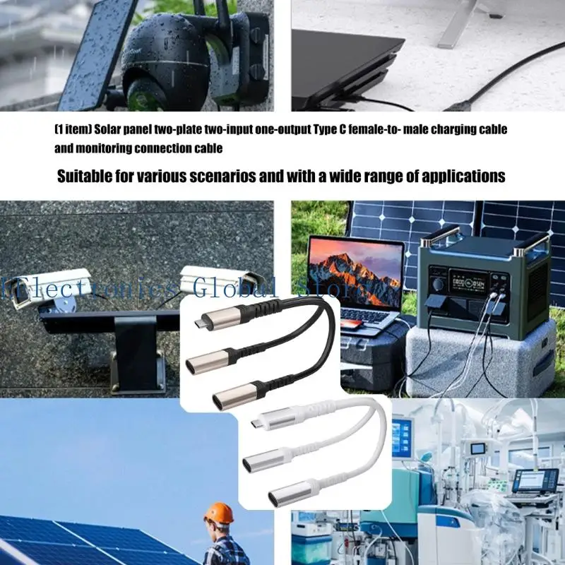 462B High Efficiency Type C Charging Cable With Two Input 1 Out For Solar Monitoring