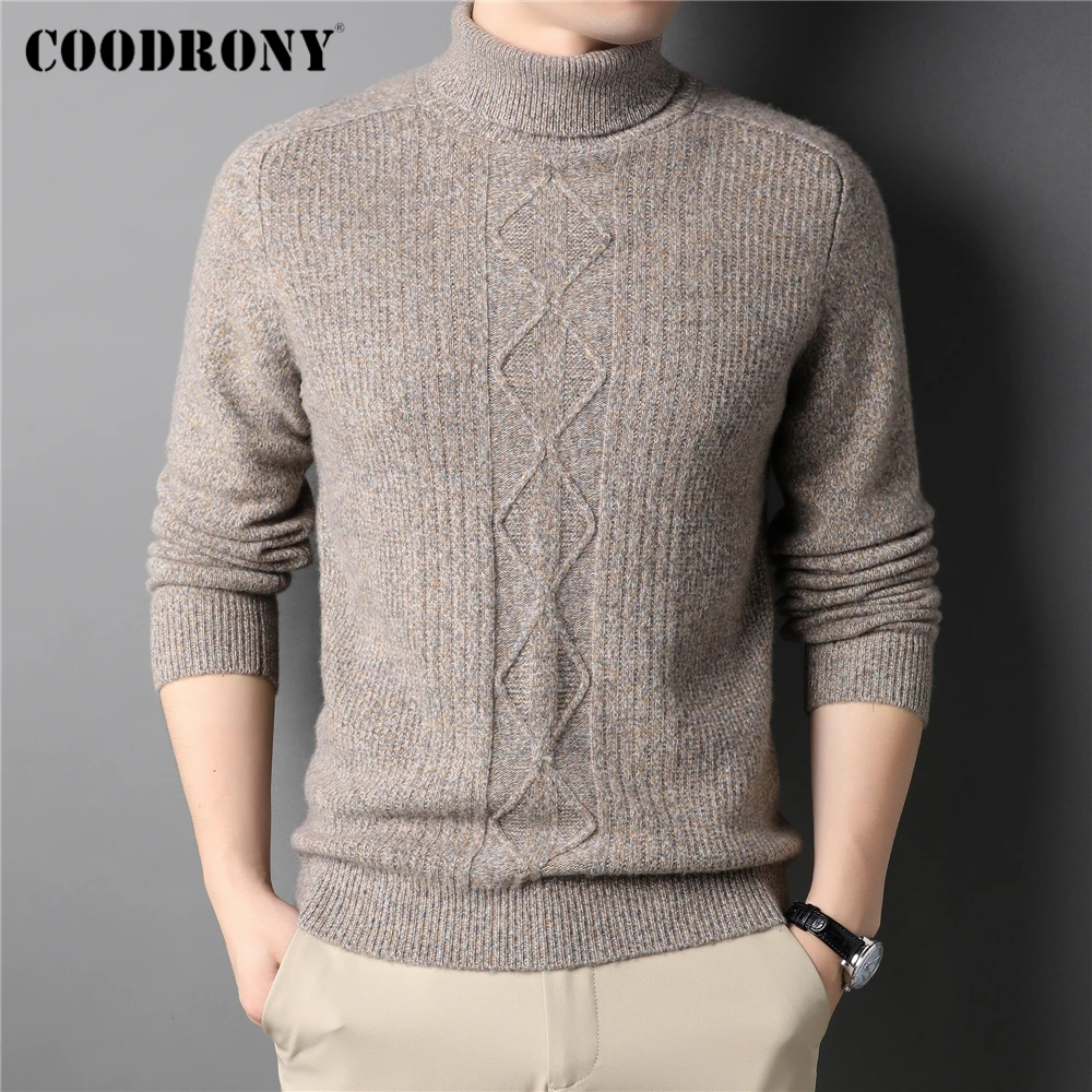 

COODRONY Brand 100% Merino Wool Turtleneck Sweaters Men Clothing Autumn Winer New Arrival Cashmere Thick Warm Pullover Men Z3036