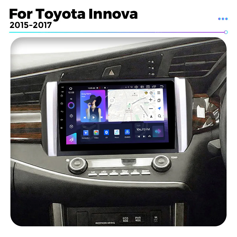 Android 13 Car Radio Multimedia Video Player For Toyota Innova 2015-2017 RHD For Wireless CarPlay Auto BT5.0 4G WIFI GPS 8Core