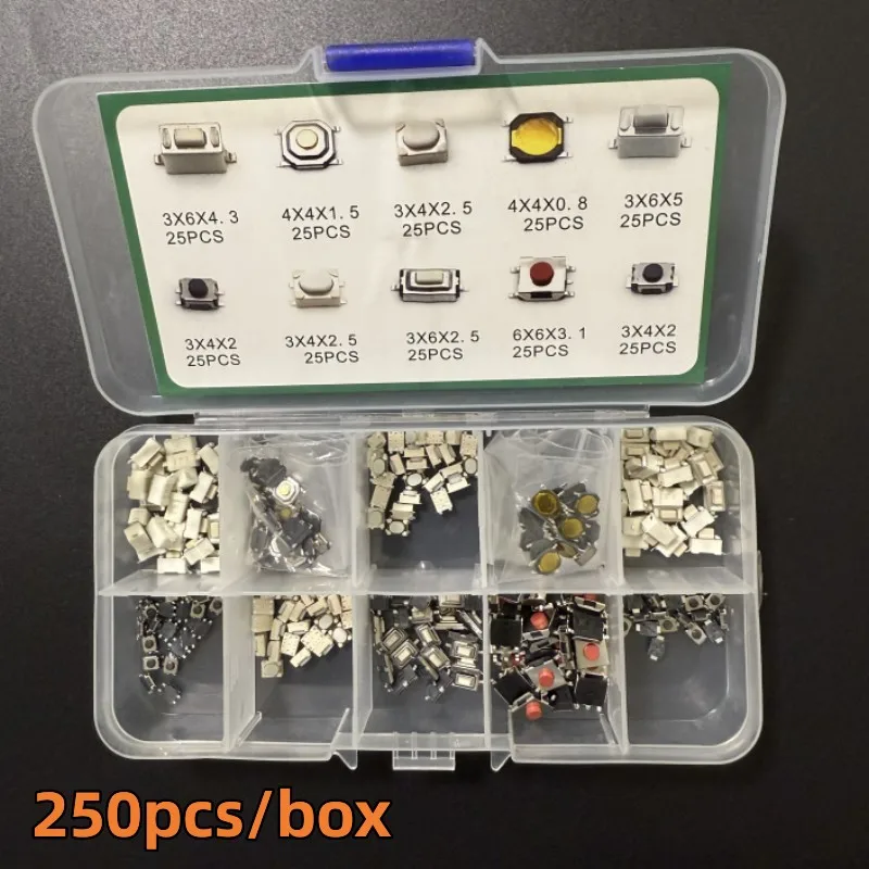 100/200/250 pcs 10 Types Car Keys Button Touch Microswitch Durable Car Remote Control Tablet Tactile Push Button Switch