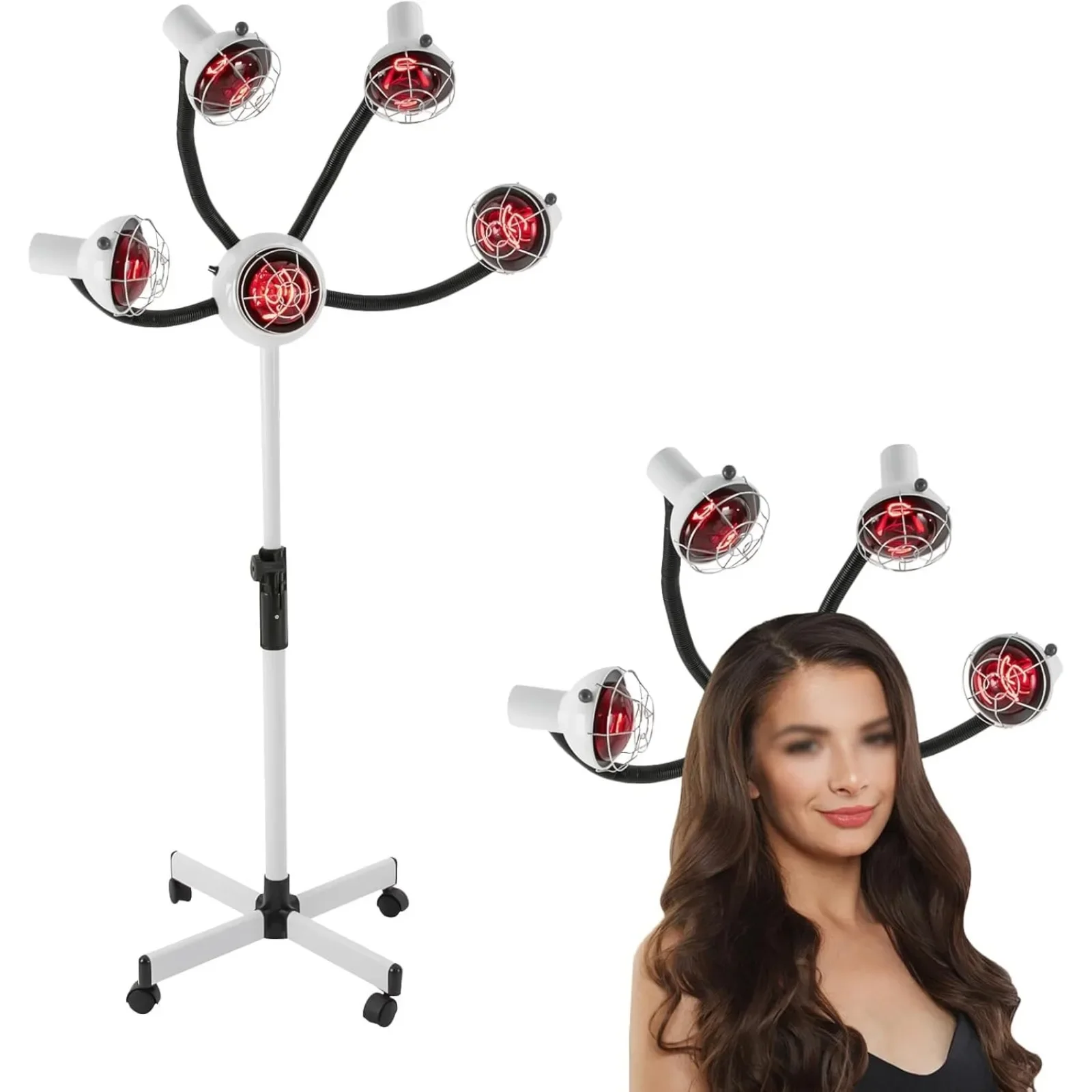 

Инфракрасный процессор для окрашивания волос с 5 нагревательными лампами, фен с гибкими колесами 750 Вт на колесах Салонные светильники