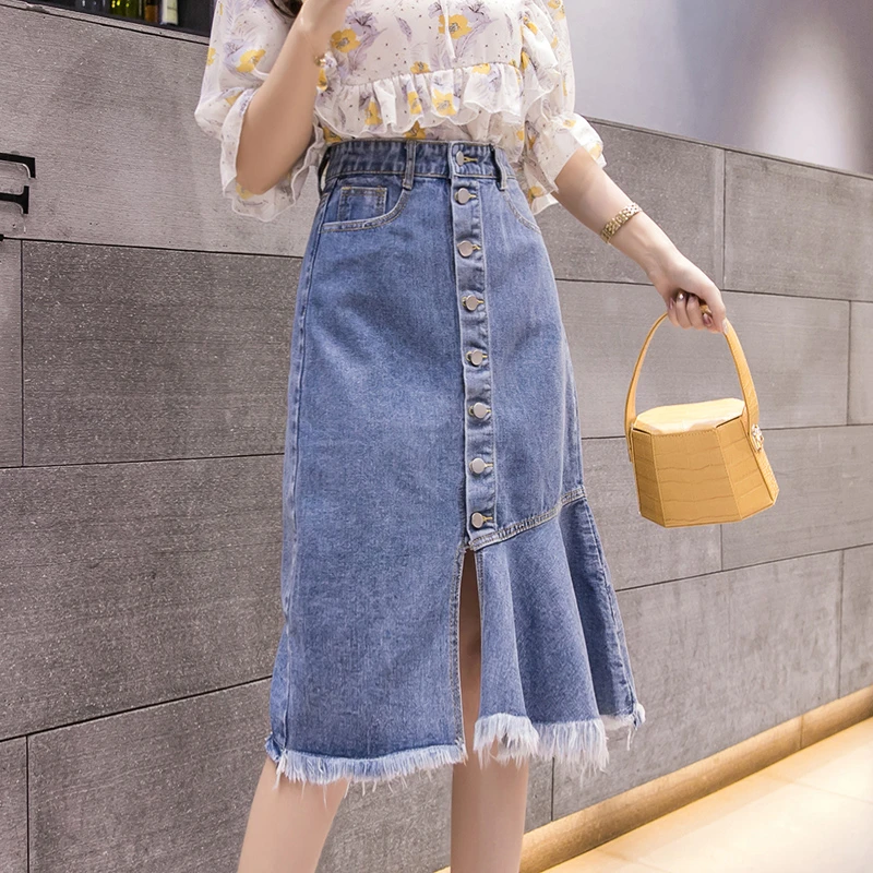 Cheap wholesale 2021 spring summer autumn new fashion casual sexy women Skirt woman female OL denim mid length skirt Py1586