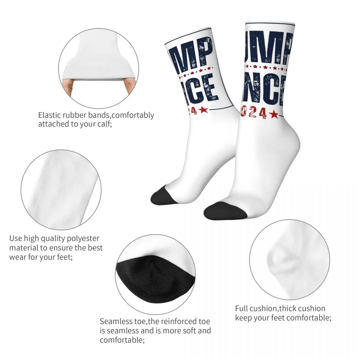 Trump Vance Presidential Election 2024 Accessories Crew Socks Cozy Skateboard Crew Socks Comfortable for Birthday Gifts Idea