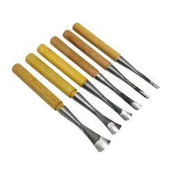 1PCS Deep Round Carving Chisel Hardwood Handle Round Shank Carving Chisels Woodworking Hobby Making Hand Forged Engraving Knife