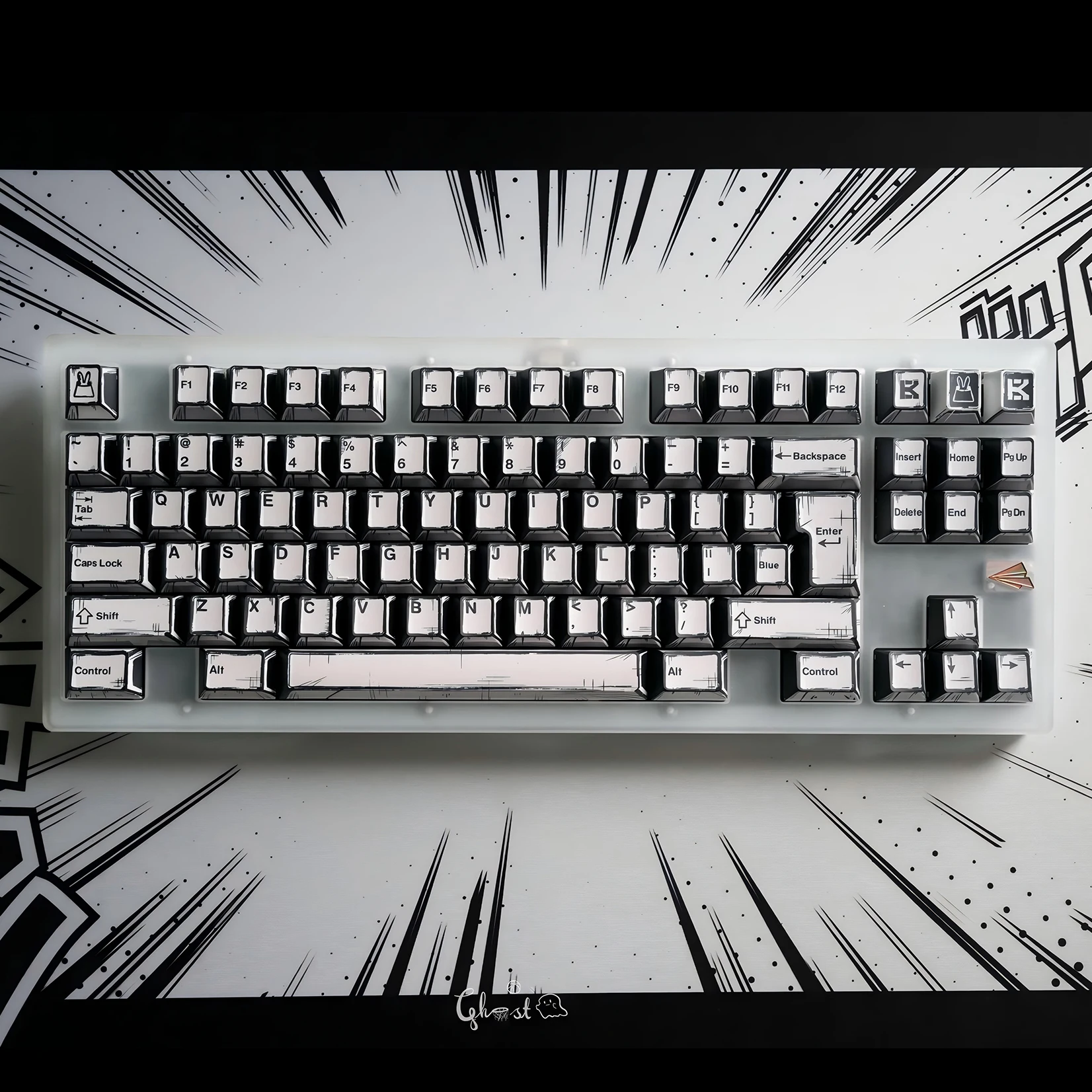 TUT MANGA Dye Sub Keycap Set thick PBT Cherry Profile for keyboard 87 tkl 104 ansi xd64 bm60 xd68 BM65 Cartoon Comic style