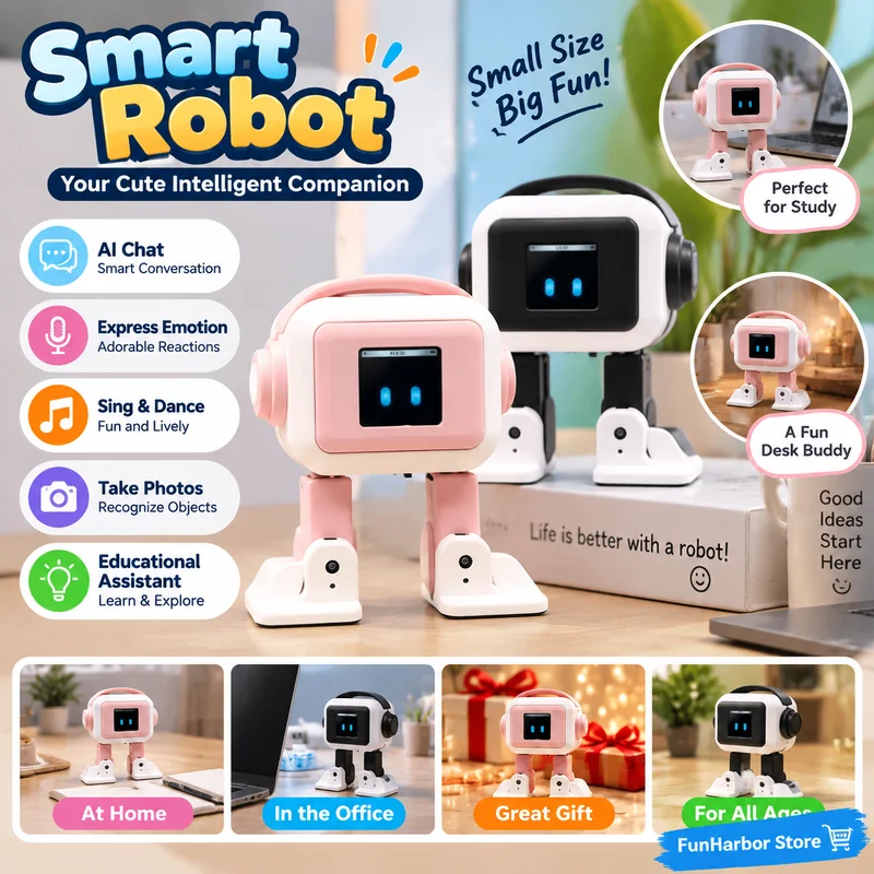 Smart Ai Desktop Robot Interactive Chat Dancing Music Playback Intelligent Companion Tech Toy Gift For Home Office Desktop Use