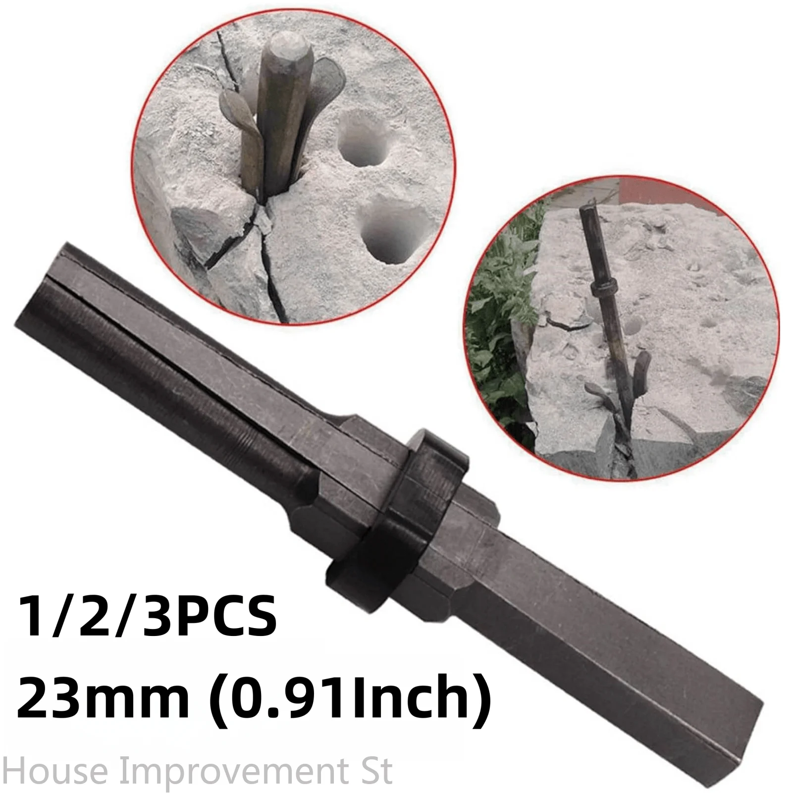 1/2/3PCS 23mm (0.91Inch) Wedge and Feather Shims Stone Splitting Wedges Stone Wedge Tool for Concrete Marble Granite Rock Stone