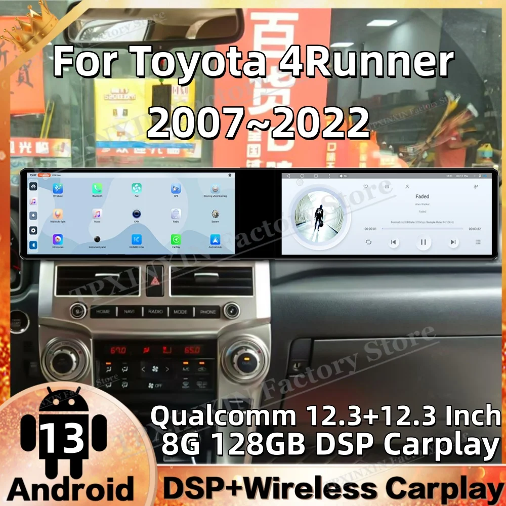 

8-Core Dual Screen Android 13 Auto For Toyota 4 Runner 2007~2022 Multimedia GPS Navigation Car Radio Stereo Receiver Head Unit
