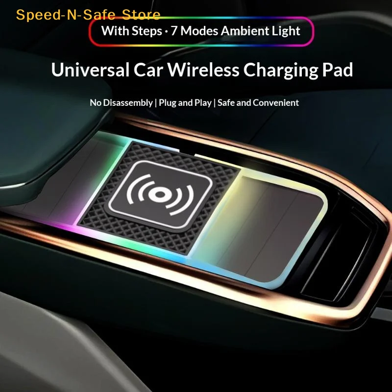 Car Wireless Charger 20W Fast Charging NonSlip Pad for Mobile Phone Dashboard Modification Decor