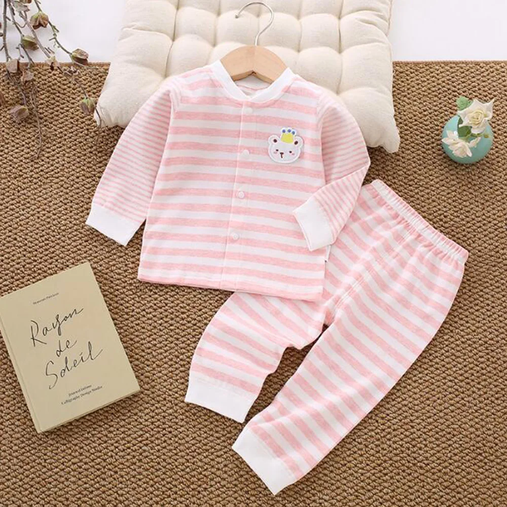 Baby Boy Outfit Set Combed Cotton Long Sleeve Tops Pants Two Pieces Spring Autumn Baby Girl Clothes Unisex Newborn Outfits