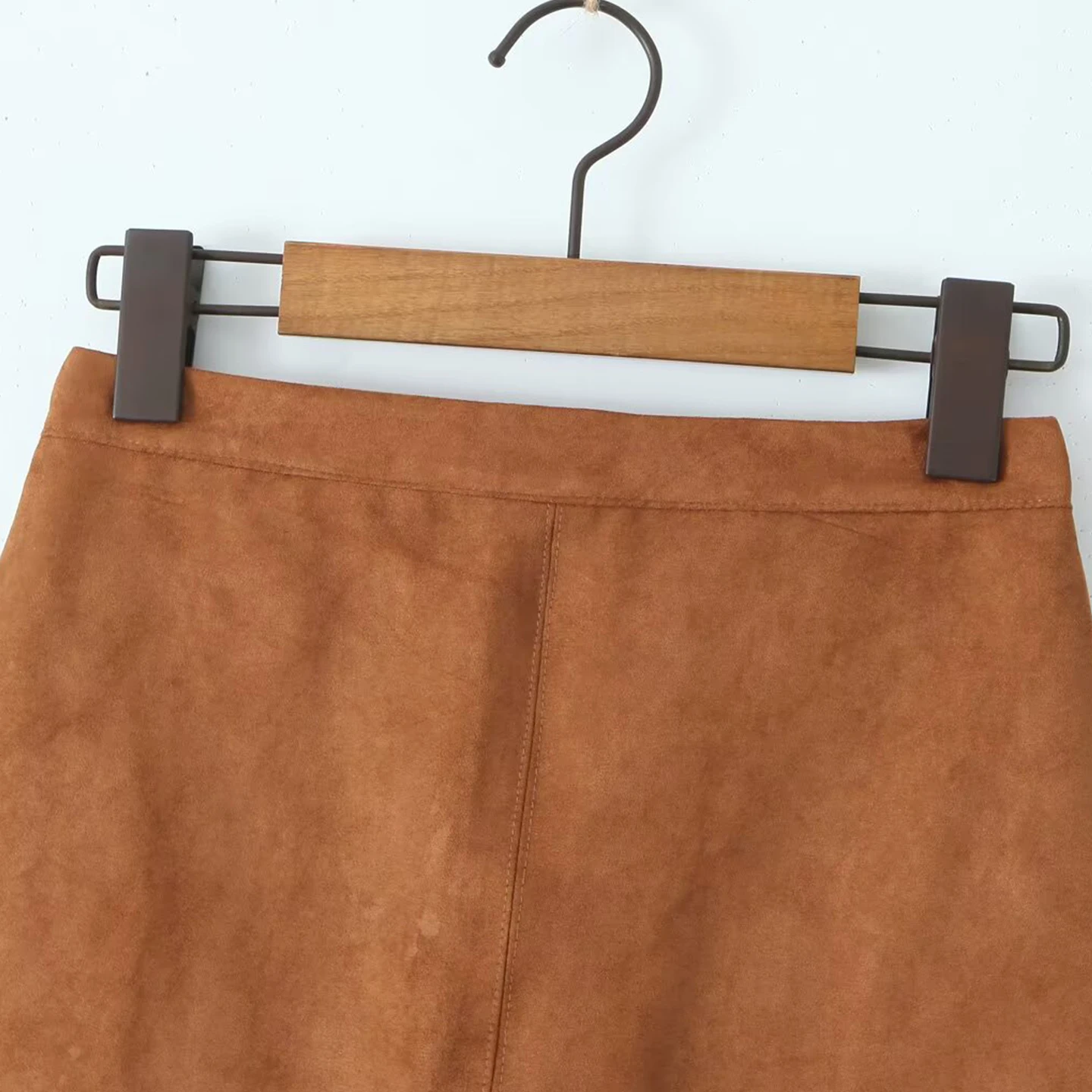 Jupe en daim pour femmes, polyvalente, rétro, été 2021, Faionable, fausse daim, jupe portefeuille pour un usage quotidien