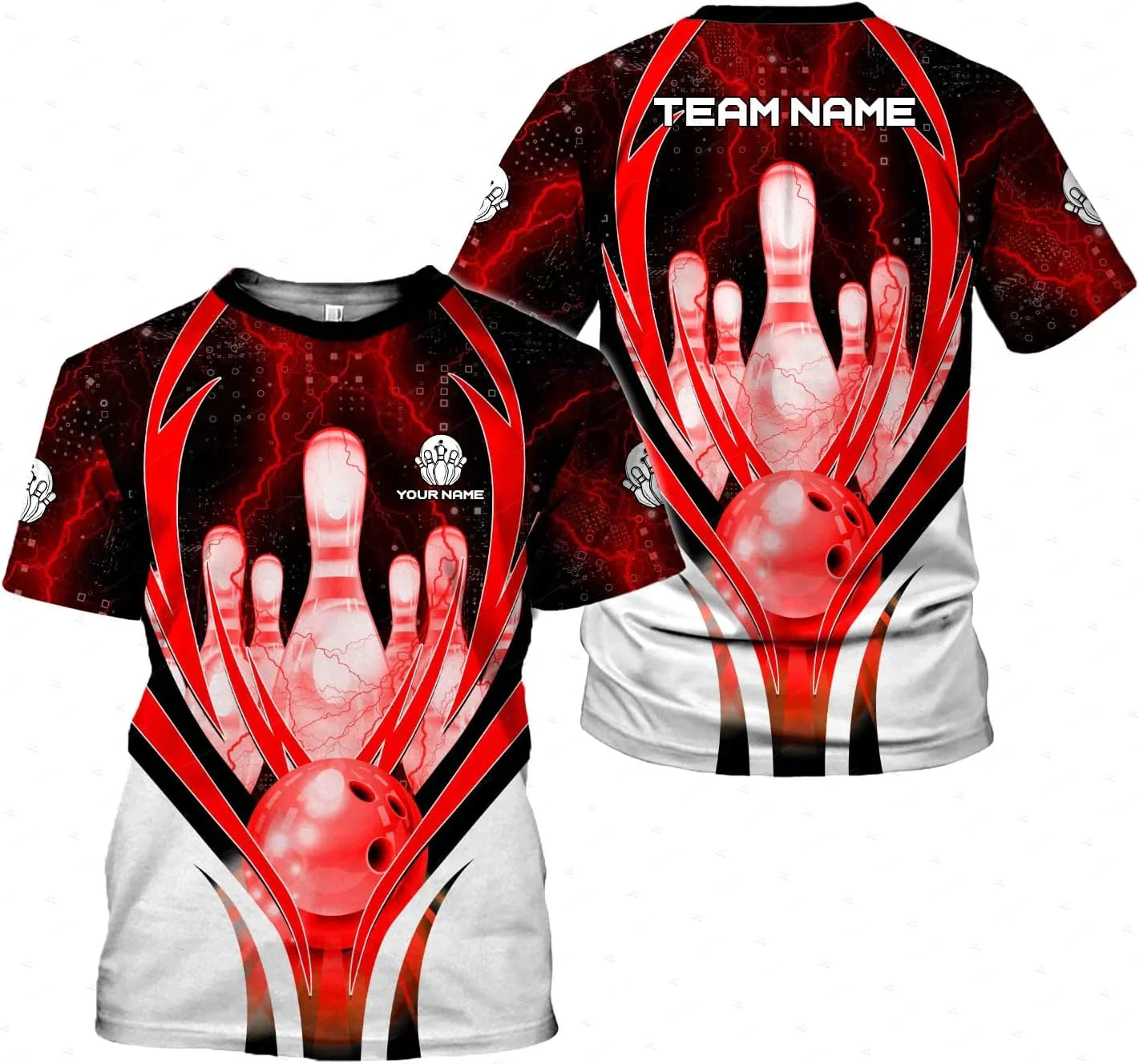 Short Sleeve Bowling Shirt Retro - Custom Name Gradient Bowling Flame Graffiti