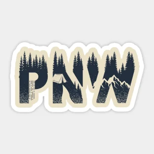 Pnw Pacific Northwest Dark Blue  5PCS Stickers for Art Kid Decorations Cartoon Funny Window Luggage Water Bottles Room