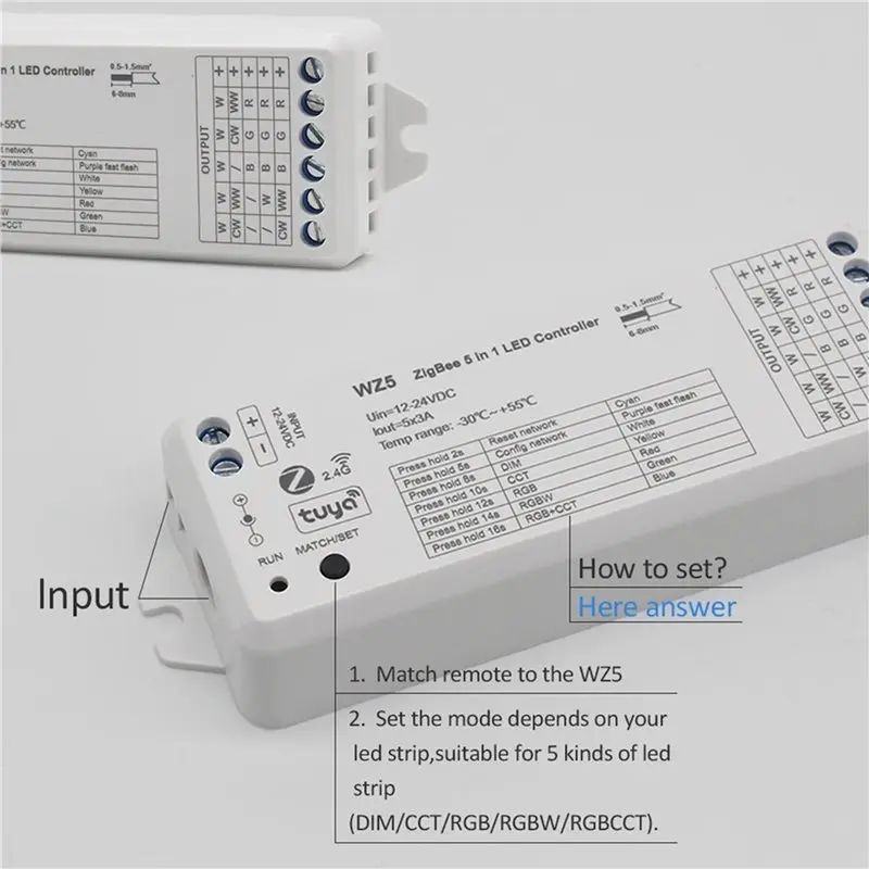 【HOUSEHOLD GOODS】2X Tuya Zigbee LED Controller 5In1 RGB CCT RGBW RGBCCT DC 12V 24V 15A LED Strip Light Smart Life Voice Alexa Ho