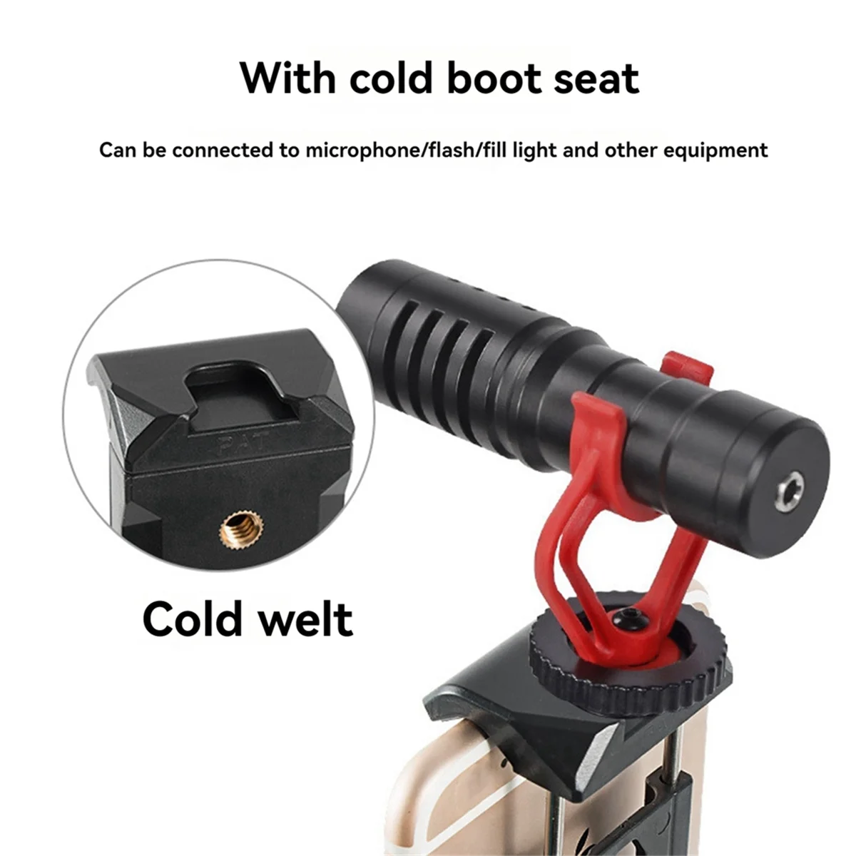 

Universal Adjustable Phone Clamp Holder Cold Shoe to Microphone Selfie Clip Suitable for Tablets and PhonesJKL