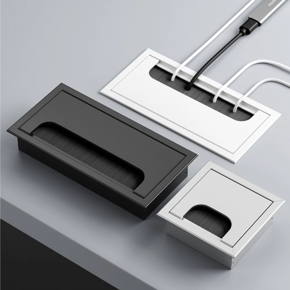 

9x300MM Aluminum Alloy Wiring Wire Hole Covers TV Cabinet Table Face Cover Plate Wire Hole Cover Rectangular Computer Desk Holes