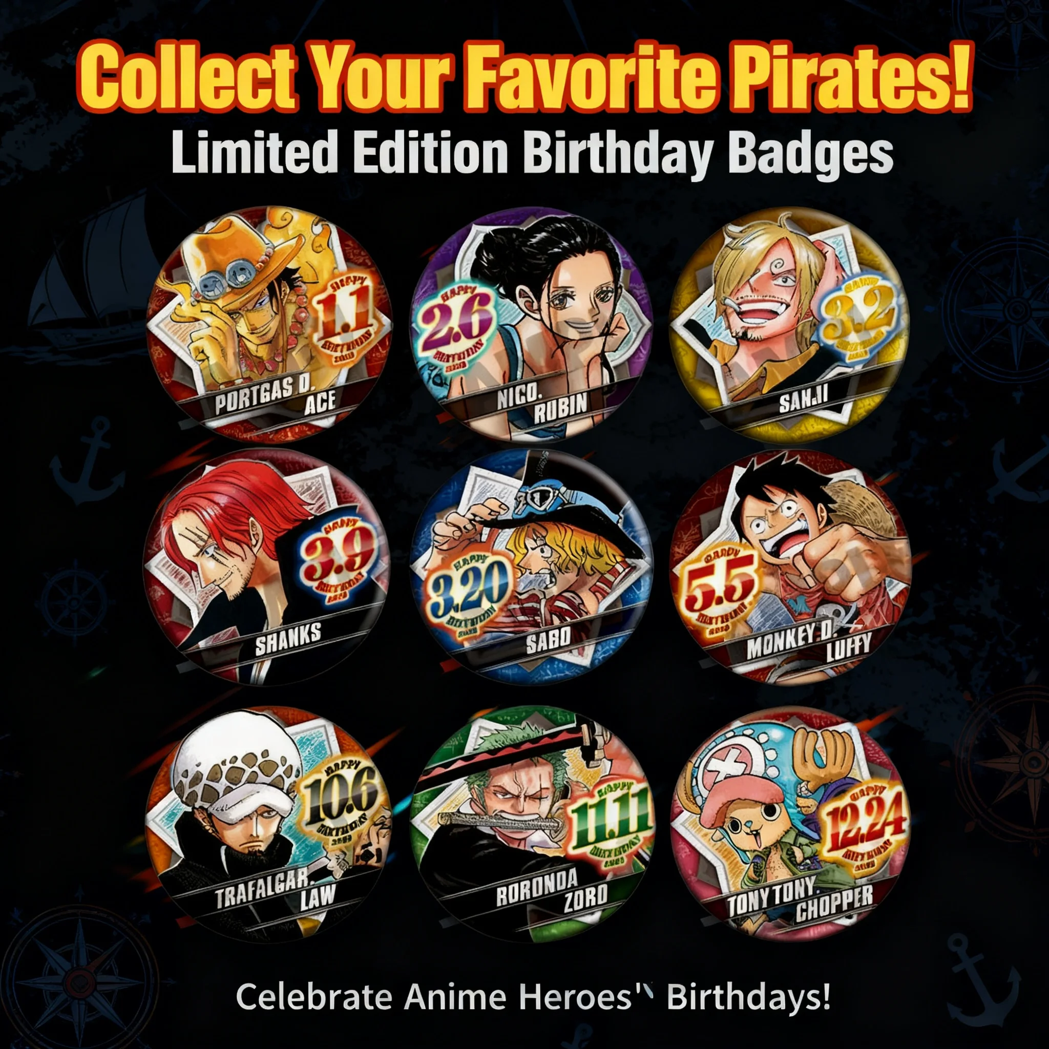 Pin de Colección de Anime One Piece 2020, Regalo para Fans, con Personajes como Luffy, Zoro, Sanji, Chopper, Ace y Sabo