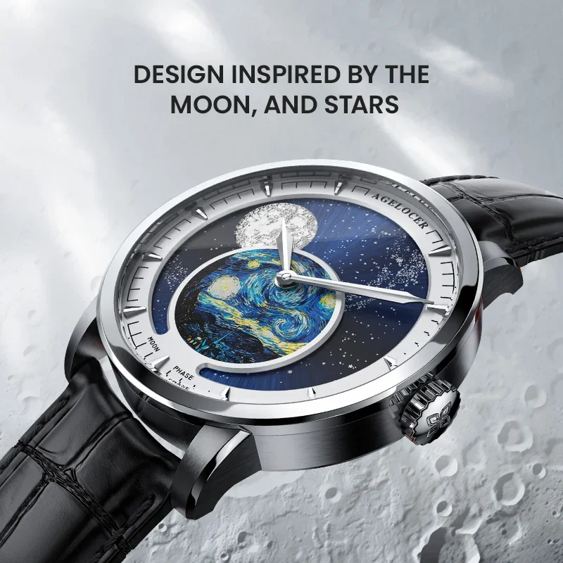 AGELOCER Switzerland Designer Moon Phase Luxury Watch Top Brand Mens Automatic Sapphire Watches Mechanical Power Reserve