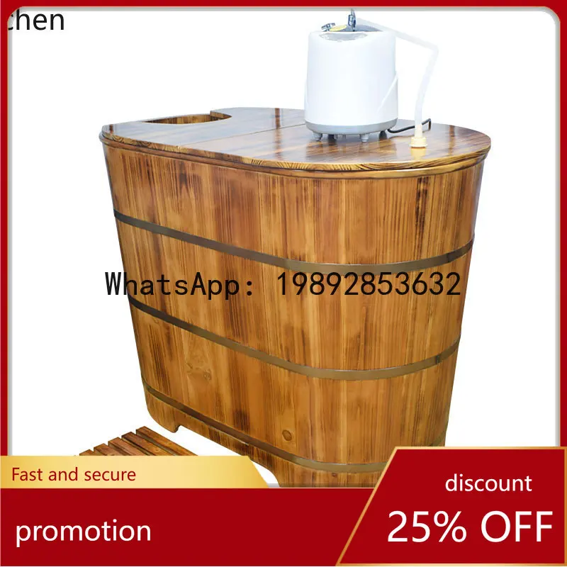 YFY  Bucket Adult Bath Bucket Beauty Salon Bucket Adult Full Body Home Use Solid Wood Bathtub