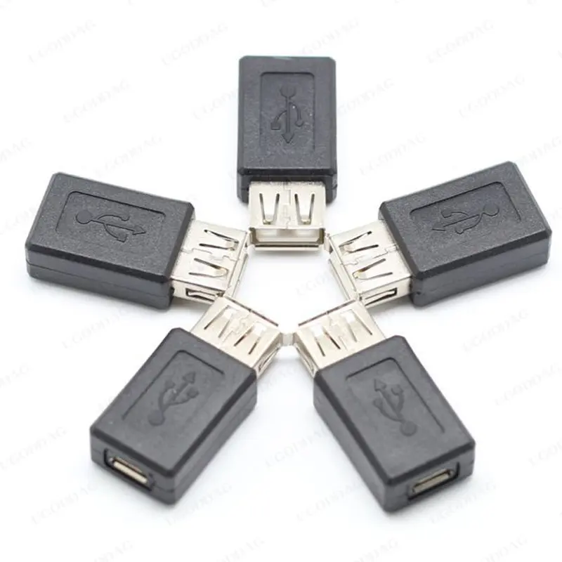 Adaptador de enchufe negro USB 2,0 tipo A hembra A Micro USB B hembra, convertidor de enchufe usb 2,0 A Conector Micro usb, venta al por mayor, nuevo