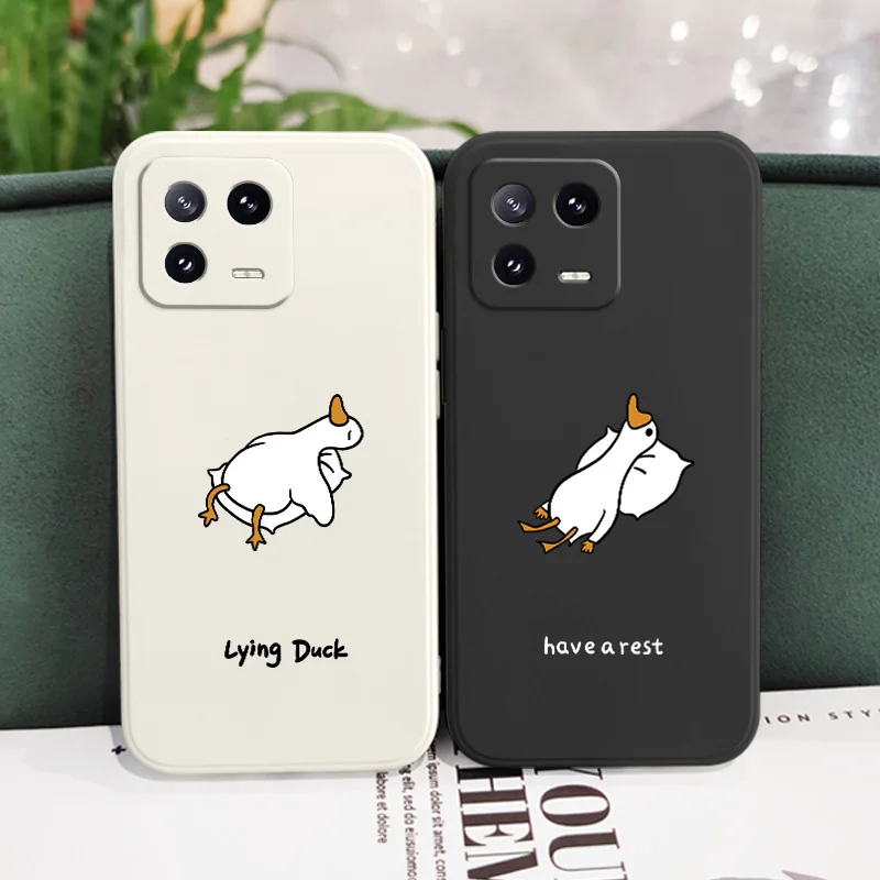 Funda de teléfono Lying Duck para Xiaomi Mi 15 14 14T 13 13T 12 12X 12T 12S 11 11T 10 10T 9 9T Pro Lite cubierta de silicona líquida