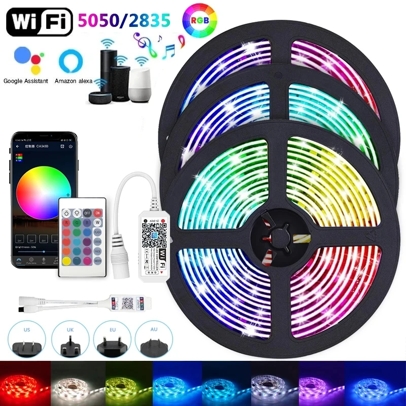 5050 RGB LED 테이프, LED 스트링 조명, 벽 룸 스트립, 어린이 방 18, 30/60 용, 12V 와이파이, 5M