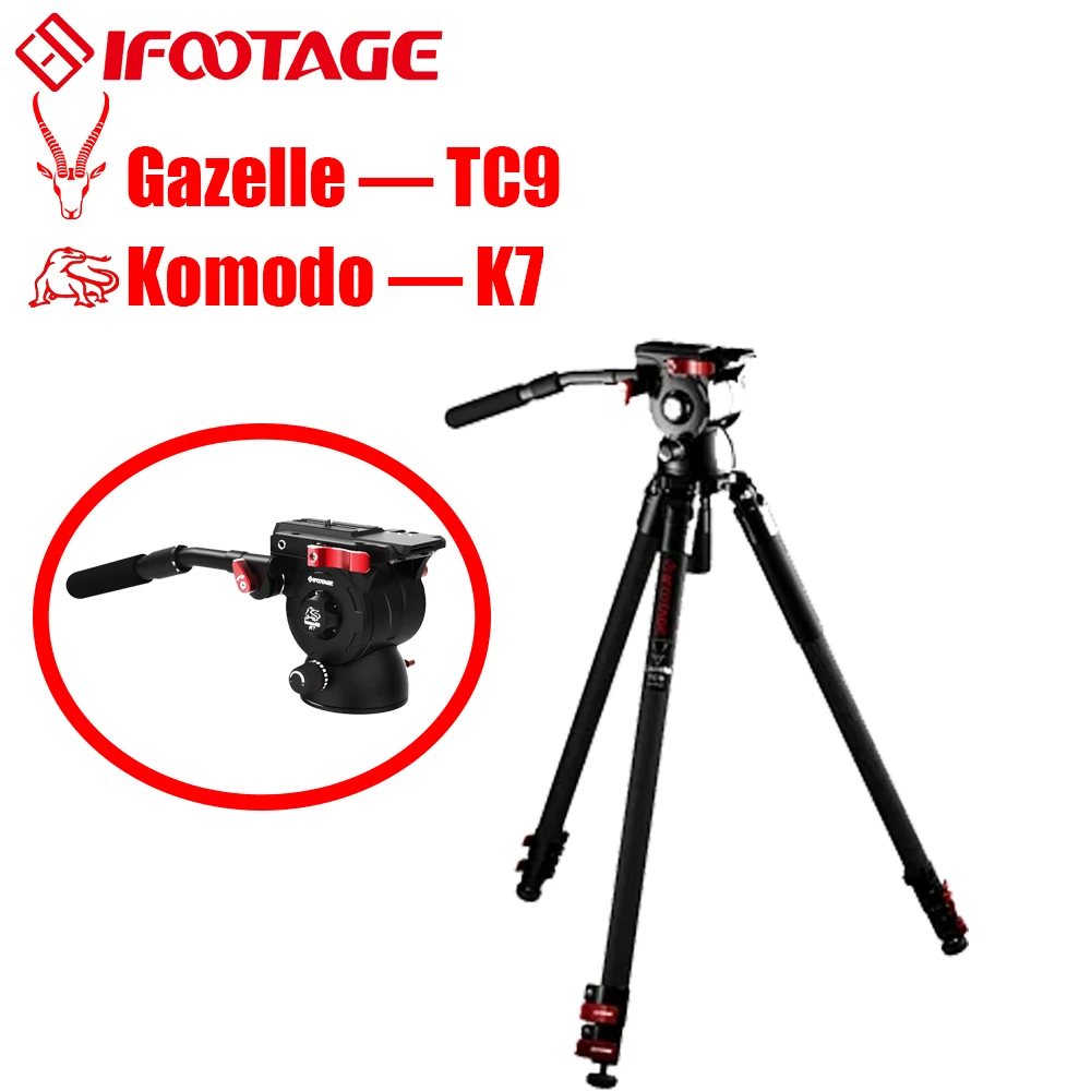 

IFOOTAGE Gazelle TC9 Carbon Camera Tripod, 65" Professional Video Tripod,Komodo K7 Fluid Tripod Head, Heavyweight Fluid Video