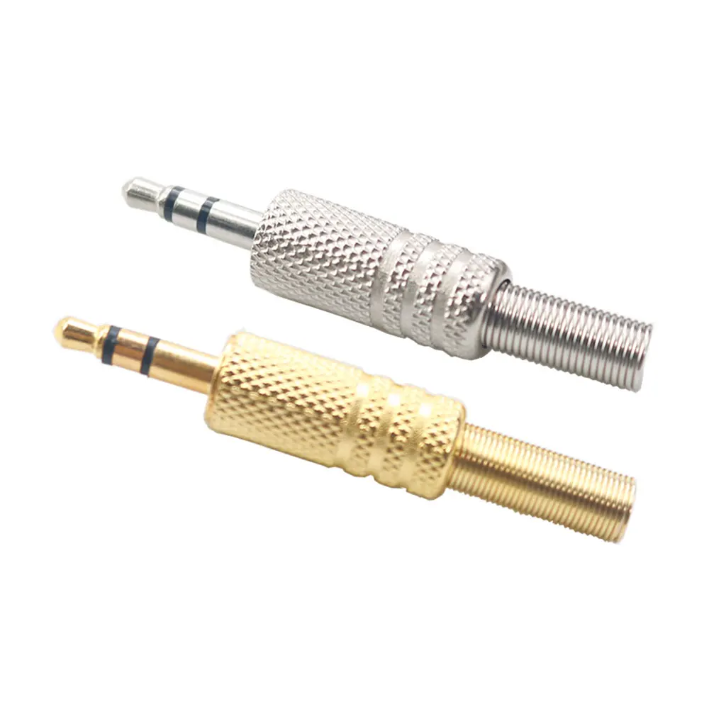 

1pcs 3 Poles 3.5mm jack Plug Connector Stereo Metal 3.5 Plug & Jack Adapter With Spring Solder Wire Terminals