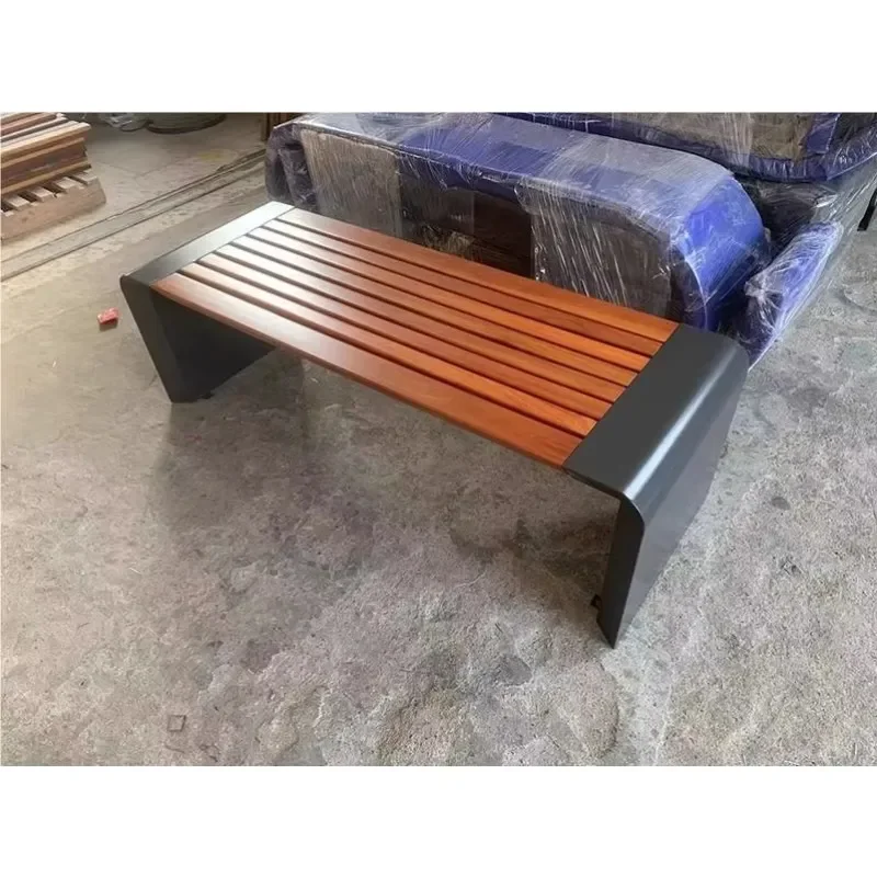 Factory New Outdoor Galvanized Steel Plate Bench for Courtyard Garden Street Public Use Long Chair Furniture