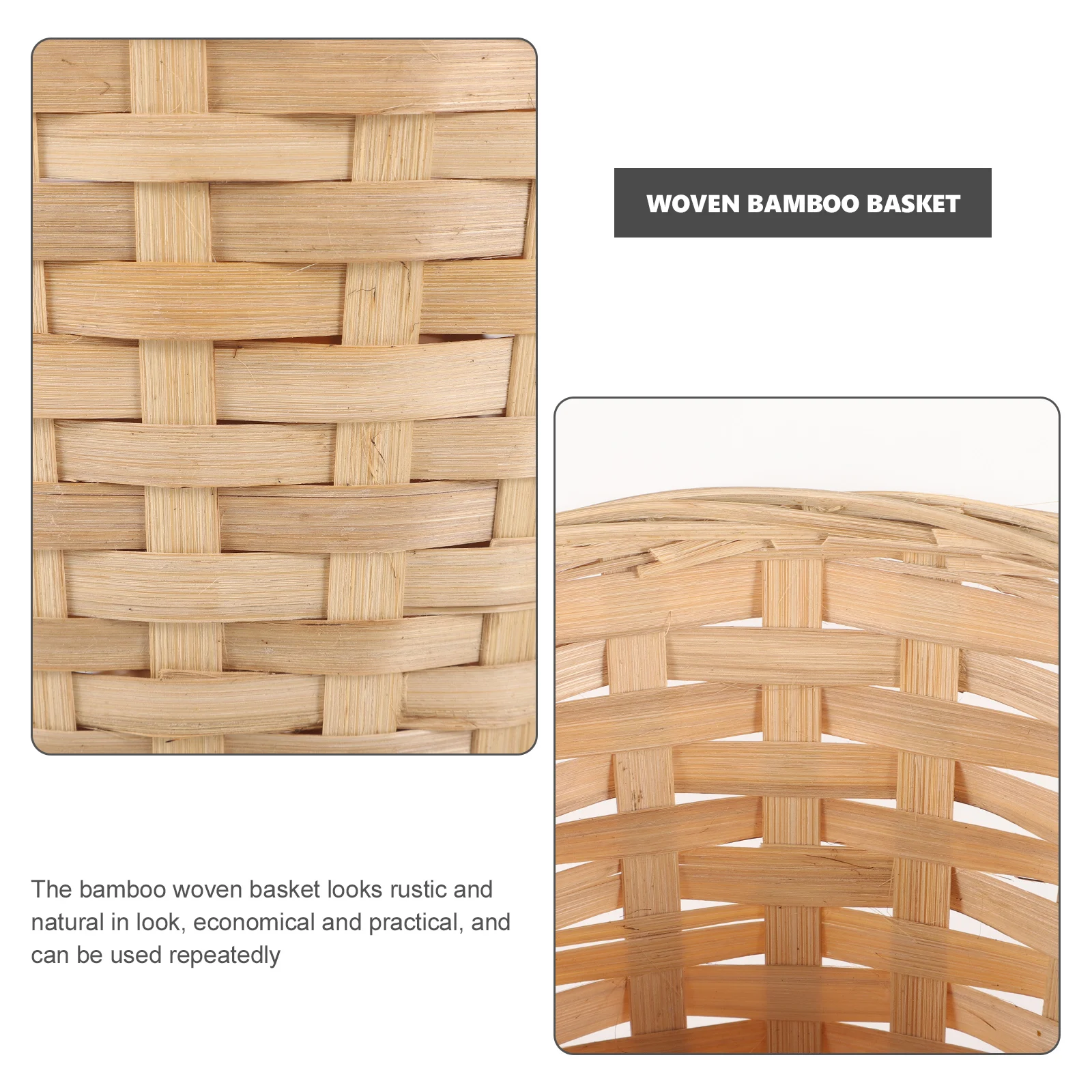 

Bamboo Basket Storage Woven Baskets Picnic Weaving with Cover for Recycling Fruit