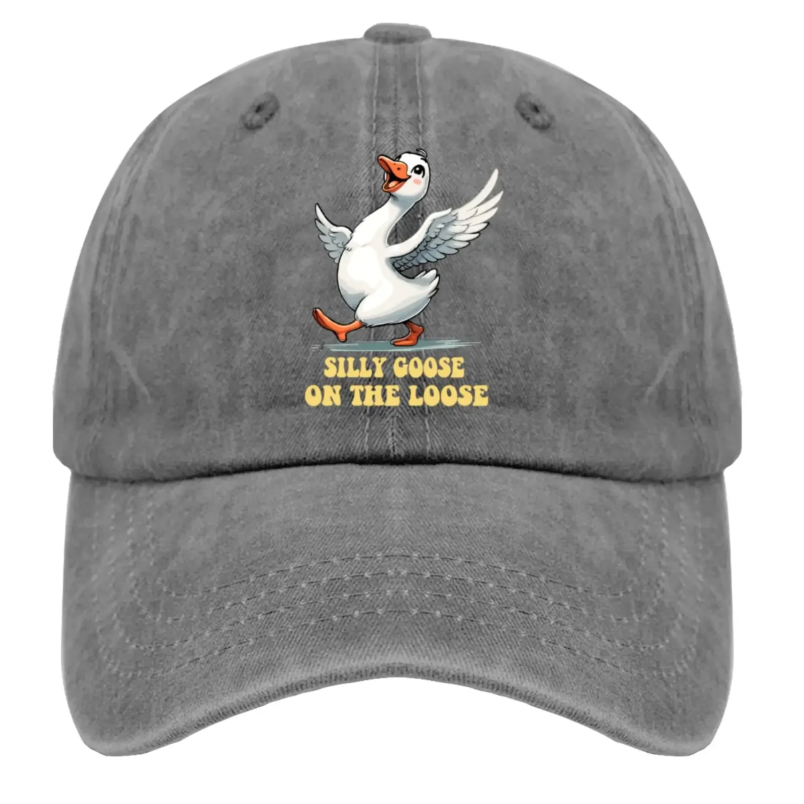 Funny Goose Silly Goose On The Loose Cap Garden Hat Pigment Gray Dad Hats for Men Gifts for Women Beach Caps