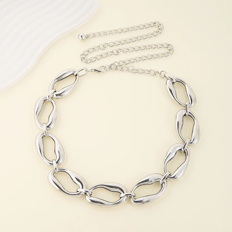 Vintage Oval Link Chain Belt Cinturon Adjustable Metal Waist Chain Women Fashion Heavy Accessory For Dress Jeans Daily Wear view 3