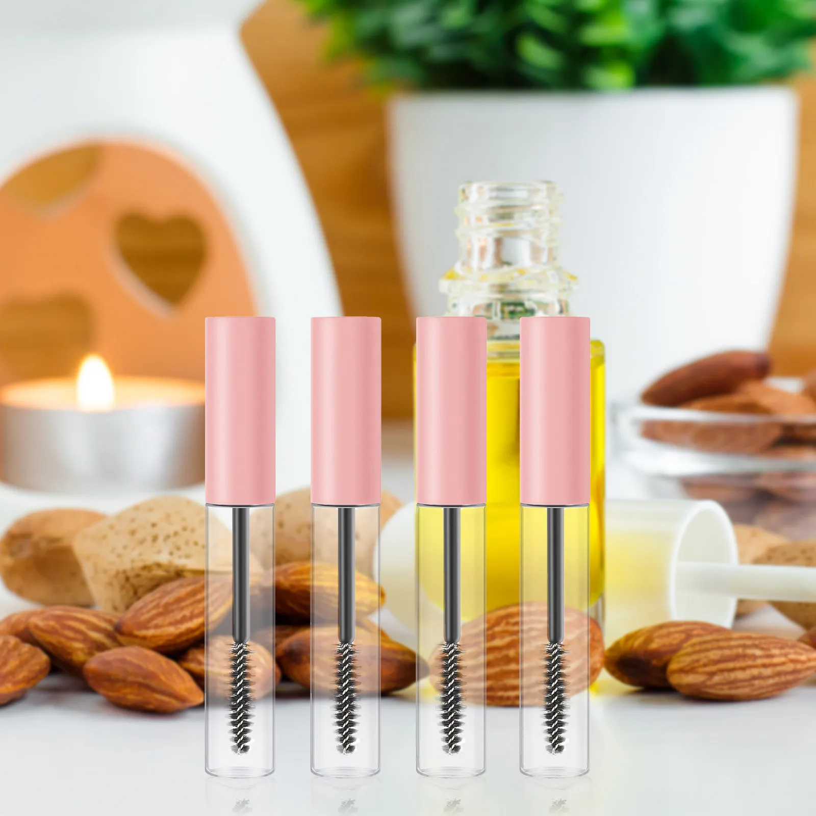 10Pcs DIY Refillable Mascara Tube Transparent Body Tight Sealing Portable Mascara Bottle Eyelash Cream Wand Container