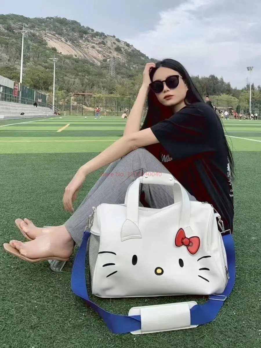 Borsa a tracolla monospalla bianca Hello Kitty borsa a tracolla di grande capacità borsa da viaggio femminile per studenti portatile borsa Fitness