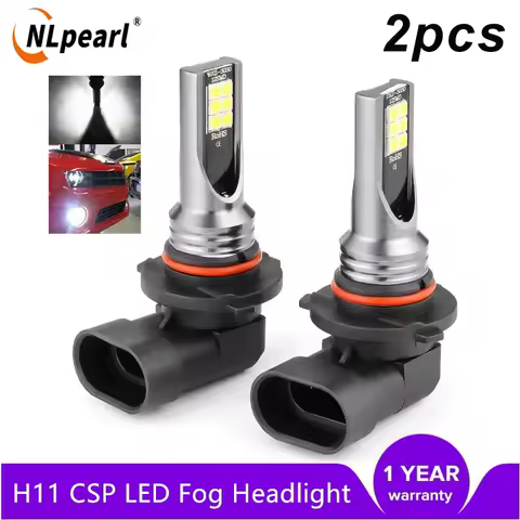 NLpearl 2pcs H8 H11 LED Bulb 9005 HB3 9006 HB4 H1 H3 H7 Car CSP LED Fog Headlight Bulbs Day Driving Running Light 12V 6000K
