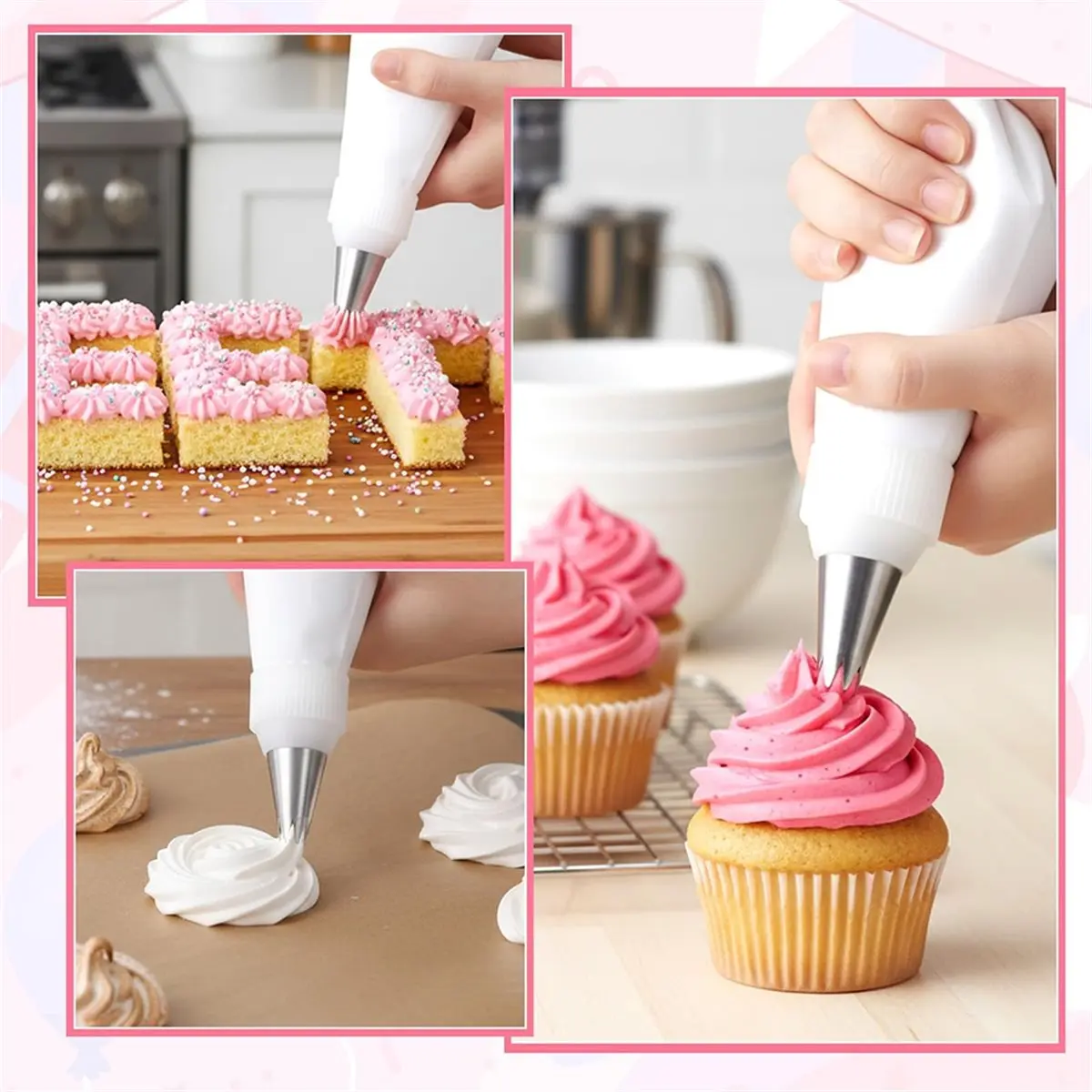 Eco-Friendly Cotton Piping Bags and Tips Set for Cake Decorating, Includes Multiple Sizes and Accessories