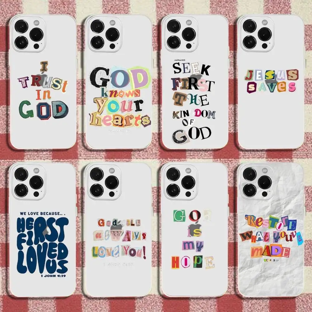 

Jesus God Quote Scrawl Phone Case For iPhone 17,16,15,14,13,12,11 Pro,Max,Plus,X,XS,XR,SE,Mini Transparent Silicone Soft