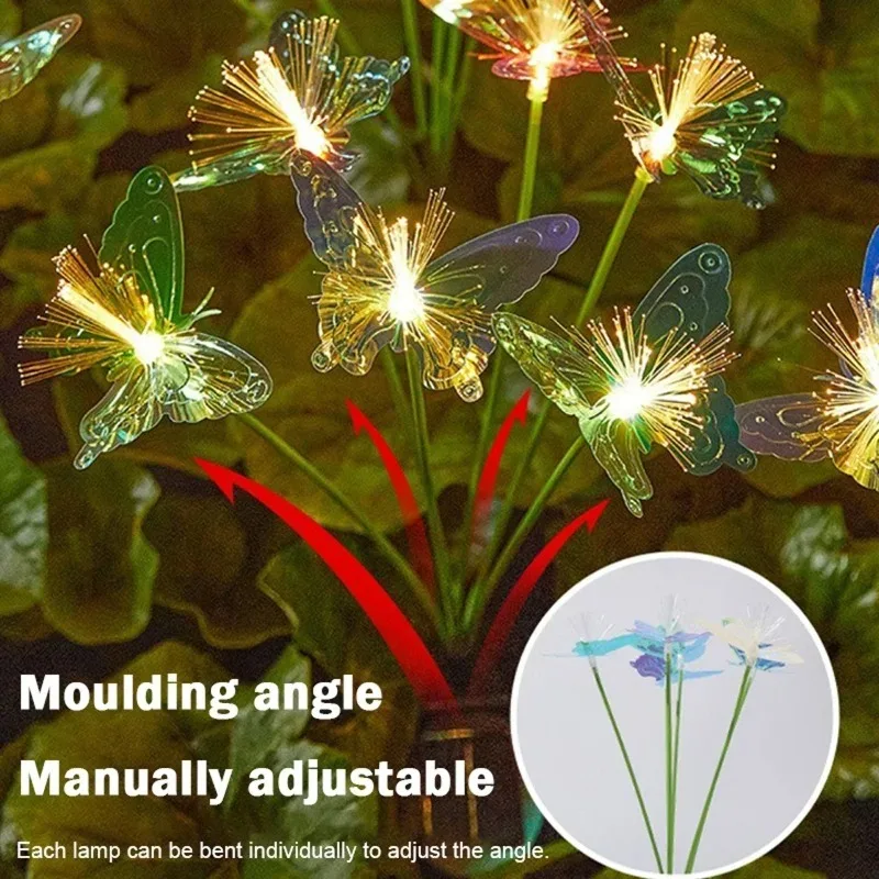 Solar Fiber Optic Butterfly Garden Lawn Light LED Outdoor Landscape Stake Decoration Lamp for Patio Yard Pathway Home Decorative