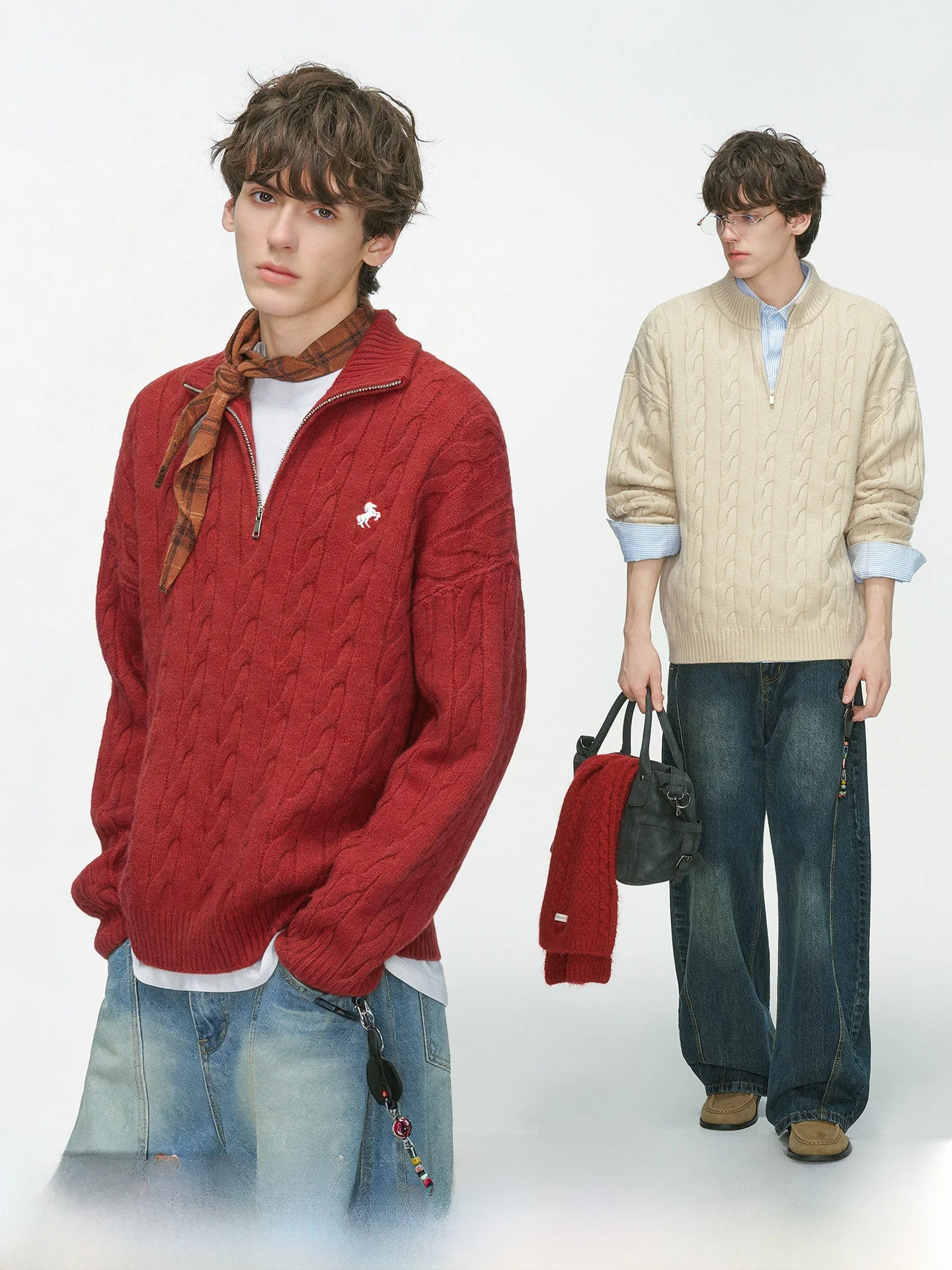 

Red Thickened Knitted Sweater for Men And Women Dream Made New Year Limited Edition Lucky Year Twist Knitwear Casual Style