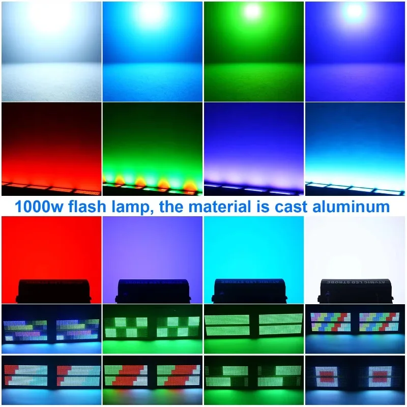 10Pcs 1000W 48+8 LED Strobe Wall Washer Light Bar Flight Case Pack for Indoor Disco Birthday Party Club Stage Lighting Effect