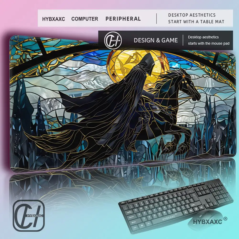 HYBXAXC Colored glass style Ghost Knight MousePad Desk Mat Gaming mat gamer accessories non-Slip rubber base keyboard mousepads