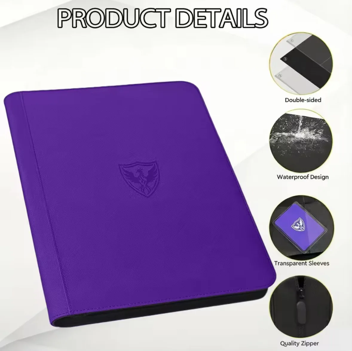 Eagle 480 Cards Zipper Card Binder 12 Pocket Waterproof PU Storage Album for Yu-Gi-Oh TCG Sports Trading Game Collectible Cards