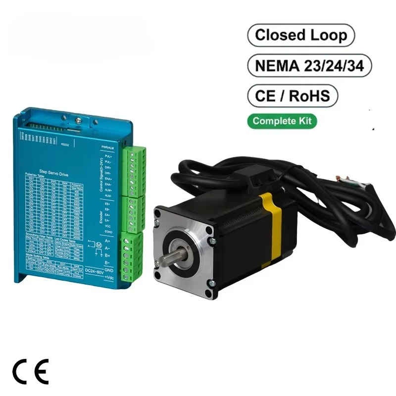 Nema 23 24 34 Closed Loop Stepper Motor Driver Kit High Torque Easy Servo Set CE RoHS for CNC Machine