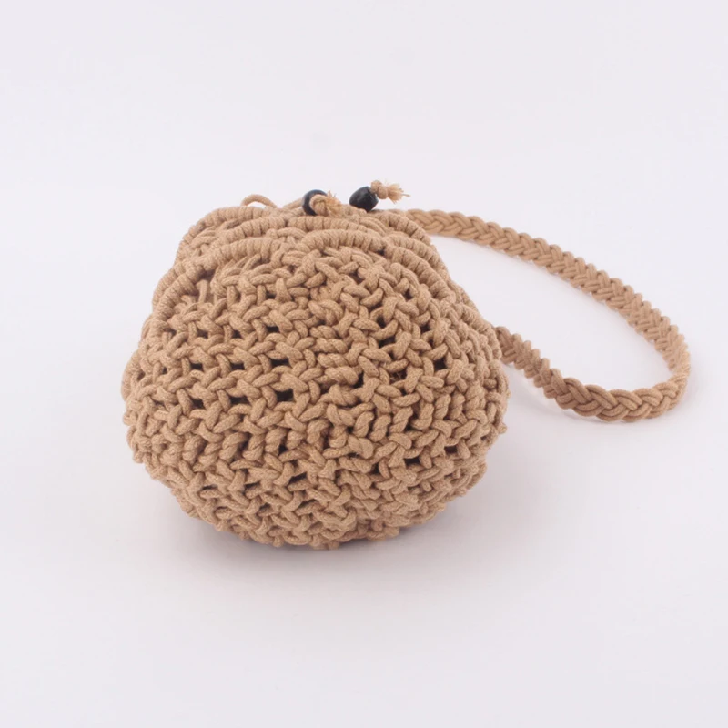 Summer New Water Bucket Bag Korean Version Beach Grass Woven Bag Hollow Woven Shoulder Bag Crossbody Bag Small Bag Girl